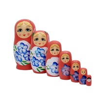 Ahşap Matruşka Bebek Yedili Set Kırmızı