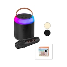 Yuvarlak Karaoke Mikrofonlubluetooth Wireless Hoparlör - Speaker Usb Şarjlı - Işıklı 4172