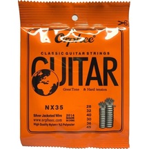 Orphee Nx35 Klasik Gitar Teli Seti Orta Seviye - Full Set Gümüş Kaplama Silver Plated Baslar, Şeffaf Naylon Tizler, Korozyona Dayanıklı Kaplama Uyum: 4/4 Standart Klasik Gitarlar