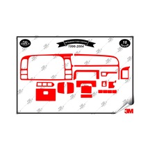 Mitsubishi Fuso Canter 1996-2004 Torpido Konsol Trim Göğüs Maun Kaplama Set 18 Parça Kırmızı