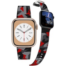 iOS Uyumlu Watch Kayış 2 3 4 5 6 7 8 Se 42 44 45 49mm Kırmızı Kamuflaj Desenli Kordon Bileklik Silikon