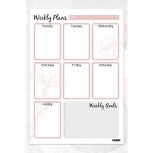 Haftalık Planlayıcı - A4 Ebat Yapılacaklar - 30 Yaprak - Weekly Planner - 0609 Çok Renkli