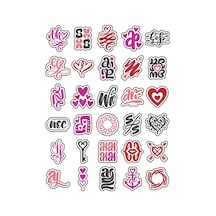 30 Adet Romantik Kaligrafi Aşk Sticker Seti - Laptop Defter Telefon İçin Çok Renkli