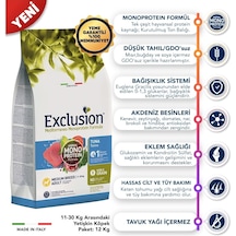 Exclusion Monoprotein Düşük Tahıllı Ton Balıklı ve Narlı Orta Irk Yetişkin Köpek Maması 12 KG