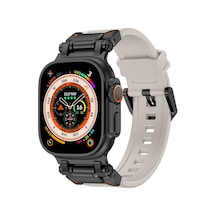 Watch Ultra 49mm Clo- Krd-101 Titanyum Metal Başlıklı Silikon Kordon-siyah-starlight