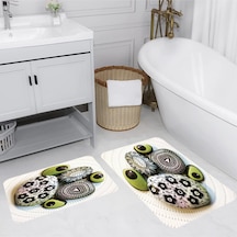 Rovigo Home Baskılı Kaymaz Taban 2 Li Banyo Paspas Takım Rvg5047-100X60-60X50 Çok Renkli