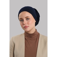 Hürrem Bone Lacivert Versa Kuyruklu Pratik Tesettür Bone Sandy Büzgülü 2515 02