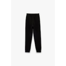 Koton Kız Çocuk Şardonlu Beli Lastikli Baskılı Basic Jogger Eşofman Altı SiYAH