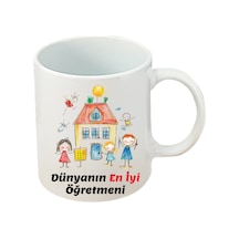 Okul Teması Baskılı Öğretmenler Günü Hediyesi Beyaz Kupa Bardak