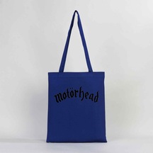 Moto Rtead Logo Yazı White Mavi Gabardin Bez Çanta