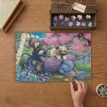 Mavi Burunlu Arkadaş Ayıcıklar Tasarımı 240 Parça Ahşap Puzzle Ahşap Kutuda Mpy20301