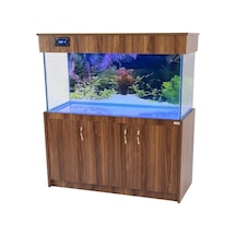 Kanki Pet Ceviz Mdf Mobilyalı Lüks Led Aydınlatmalı Akvaryum 120x50x60 Cm