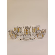 Gümüş Yaldızlı Çay Seti 18 Parça Pax Model Platin Renkli