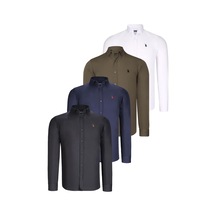 Dörtlü Set G725 Dewberry Erkek Gömlek-siyah-beyaz-lacivert-yeşil Siyah-beyaz-lacivert-yeşil