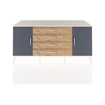 Kronos Konsol 2 Raflı 4 Çekmeceli 2 Kapaklı 176x59x83 Aytaşı-antrasit/çam Antrasit/çam