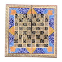 İran In El İşlemesi Hatem Ve Minyatür Tavla Ve Satranç - 30x30 Cm,