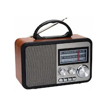 By Nevser Orta Boy Retro, Nostaljik, Ahşap Tasarım Bluetooth Hoparlörlü, Şarjlı, Taşınabilir Fm/am Destekli Radyo Ns-8897