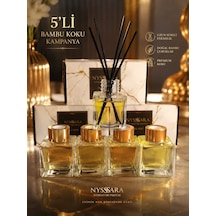 Nyssara Mango Oda Kokusu 50 Ml X 5 Li Set Fiber Çubuklu Kalıcı Ortam Kokusu Premium Dekoratif Reed Diffuser
