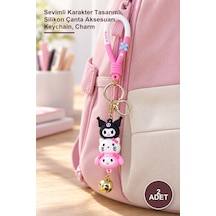Aksesuar 2 Adet Hello Kitty Silikon Anahtarlık Sevimli Karakter Tasarımlı, Silikon Çanta Aksesuarı, Keychain, Charm Diğer