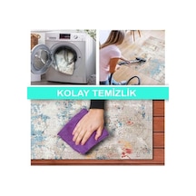 Dizayn Laray Desenli Kadife Pamuk Tabanlı Yıkanabilen Kaydırmaz Antibakteriyel Salon Halısı 200x300 1