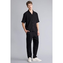 DeFacto %100 Pamuk Relax Fit Rahat Kesim Yazlık Müslin Kısa Paça Pamuklu Jogger Pantolon D6144AX25SMBK81