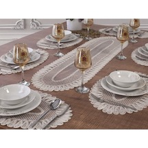 Tropik Home 6 Kişilik Amerikan Servis Supla Ve Runner Takımı 7 Parça Çeyiz Seti Nakışlı Masa Ve Sunum Seti Kır Diğer