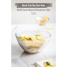 Akrilik Barok Şeffaf Orta Boy Kare Meyve & Salata Kasesi & Karıştırma Kabı / 1,5 Lt Cam Değildir Çok Renkli