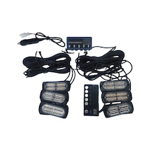 17 Fonksiyonlu Çakar Lamba 12-30v 24 Led 6 Adet Sarı Sarı Set / L