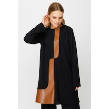 Deri Detaylı Pantolon Tunik Takım Siyah-siyah Siyah Deri Detaylı Pantolon Tunik Takım Siyah-siyah Siyah