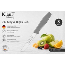 3lü Meyve Bıçak Seti, 3 Adet Tırtıklı Meyve Bıçağı, Paslanmaz Çelik, Ergonomik Kaymaz Sap, Ultra Keskin, Meyve Ve Sebze İçin, 18 Cm. Siyah Renk Gri
