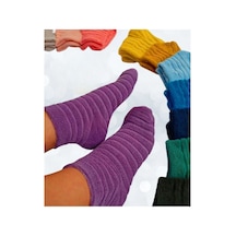 Hitit Socks Kadın 4 Çift Premium Kışlık Ters Havlu Termal Patik Çok Renkli Asorti