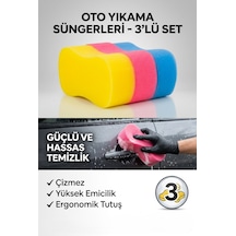 Oto Yıkama Süngeri 3'lü Set - Çizmeyen Yüksek Emici Araba Temizlik Süngeri 3 Adet