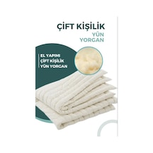 Çift Kişilik %100 Doğal Yün Yorgan El Yapımı El Dikişi Beyaz