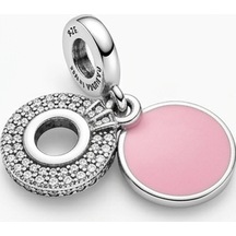 Kadın Pembe Renk Taşlı Gümüş Charm