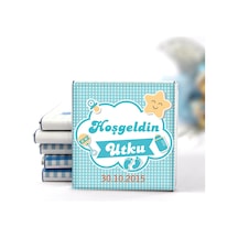 Dark Brown Hoşgeldin Bebek Çikolatası İsim ve Tarih Yazılabilen Hediye Çikolata EBK4 150 Adet