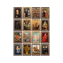 Fernando Botero Tabloları 16'lı Sticker Seti Laptop Defter Ajanda Çerçeveli Etiket Çok Renkli
