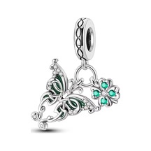 Kelebek Ve Yonca Sallantılı Charm Gümüş