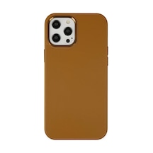 Apple Uyumlu iPhone 12 Pro Max Uyumlu Kılıf Asya Deri Silikon - Kahverengi
