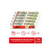 Florex Büzgülü Çilek Kokulu Orta Boy Çöp Poşeti - 5 Rulo 55 60