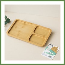 Bezos 3 Bölmeli Dikdörtgen Bambu Servis Tepsisi 24.8x13.8x1.4 Cm Hb006
