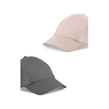 Unisex Gri Ve Taş Rengi 2'li Beyzbol Şapka Seti - Unisex Gri - Taş Rengi