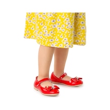 Kiko Kids Cırtlı Fiyonklu Kız Çocuk Babet Ayakkabı Ege 201 Rugan Kırmızı 001