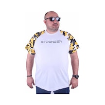Starbattal Büyük Beden Raglan Sleeve Camouflage Erkek Tişört 23146 Hardal - Unisex Hardal