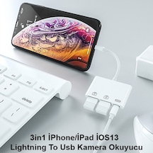 Ally 3In1 Iphone-Ipad Lıghtnıng To Usb Kamera Okuyucu-Beyaz