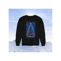 Stil X Yeni Yıl Baskılı Unısex Çocuk Sweatshırt, Chrıstmas Temalı Siyah-9