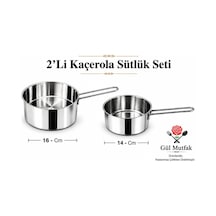 Gül Mutfak 2 Li Çelik Sütlük Seti Sosluk Paslanmaz Kaçerola 14-16 Cm Paslanmaz Çelik