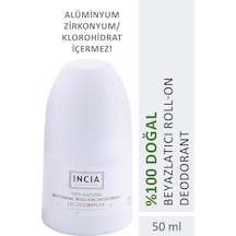 INCIA %100 Doğal Roll On Deodorant Beyazlatıcı Ter Kokusu Önleyici Leke Yapmayan 50 ML