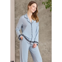 Pierre Cardin 2200 Kadın Uzun Kollu Gömlek Pijama Takımı-mist Mist