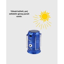 Znv Zenvia Mey İthalat Şarj Edilebilir Güneş Enerjili Kızaklı Kamp Feneri Usb Çıkışlı, Katlanabilir, Da Renkli