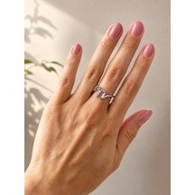 Pembe Taşlı Silver Yüzük Çok Renli